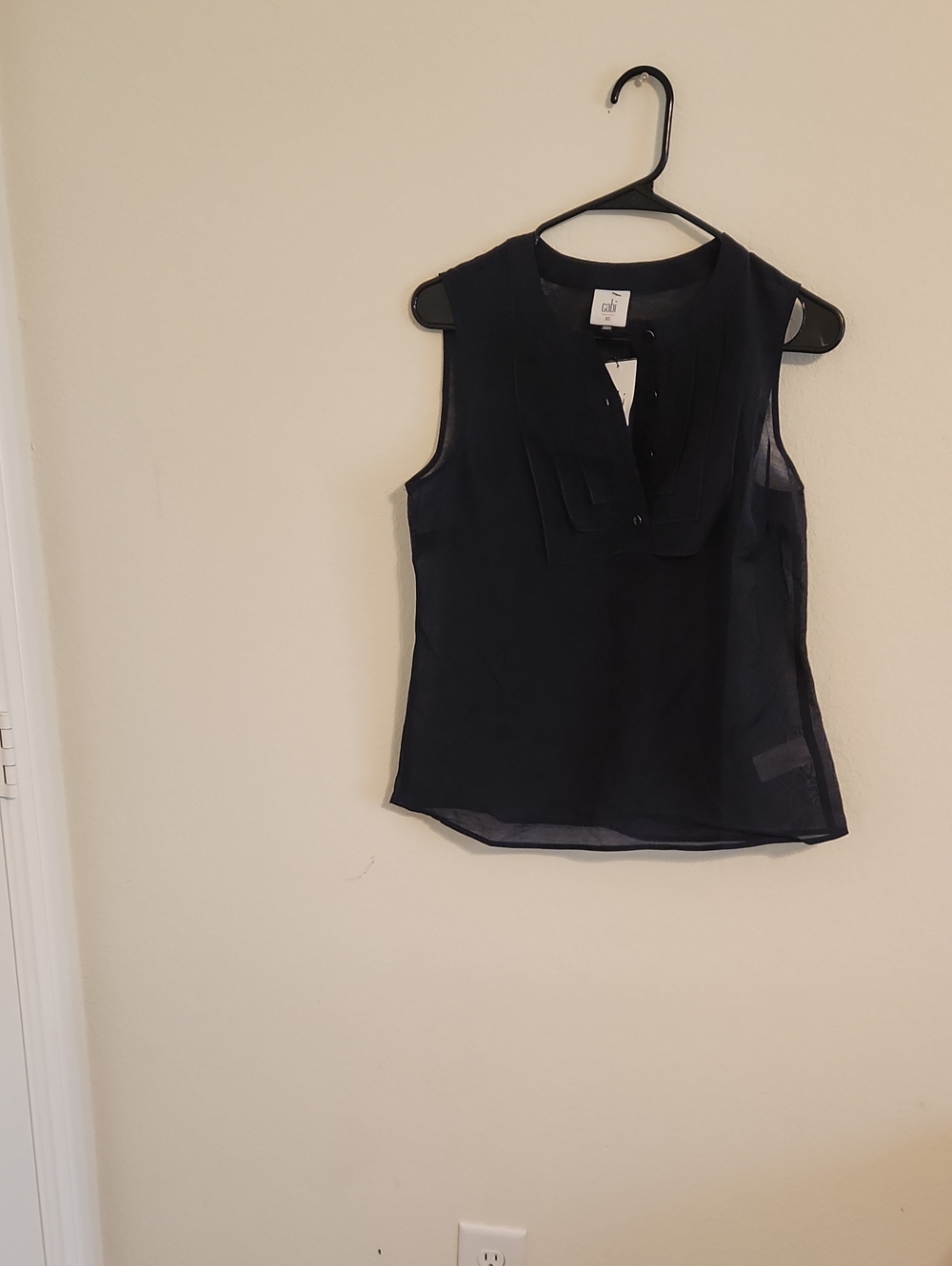 CAbi Navy Sleeveless Split-Neck Camisole
